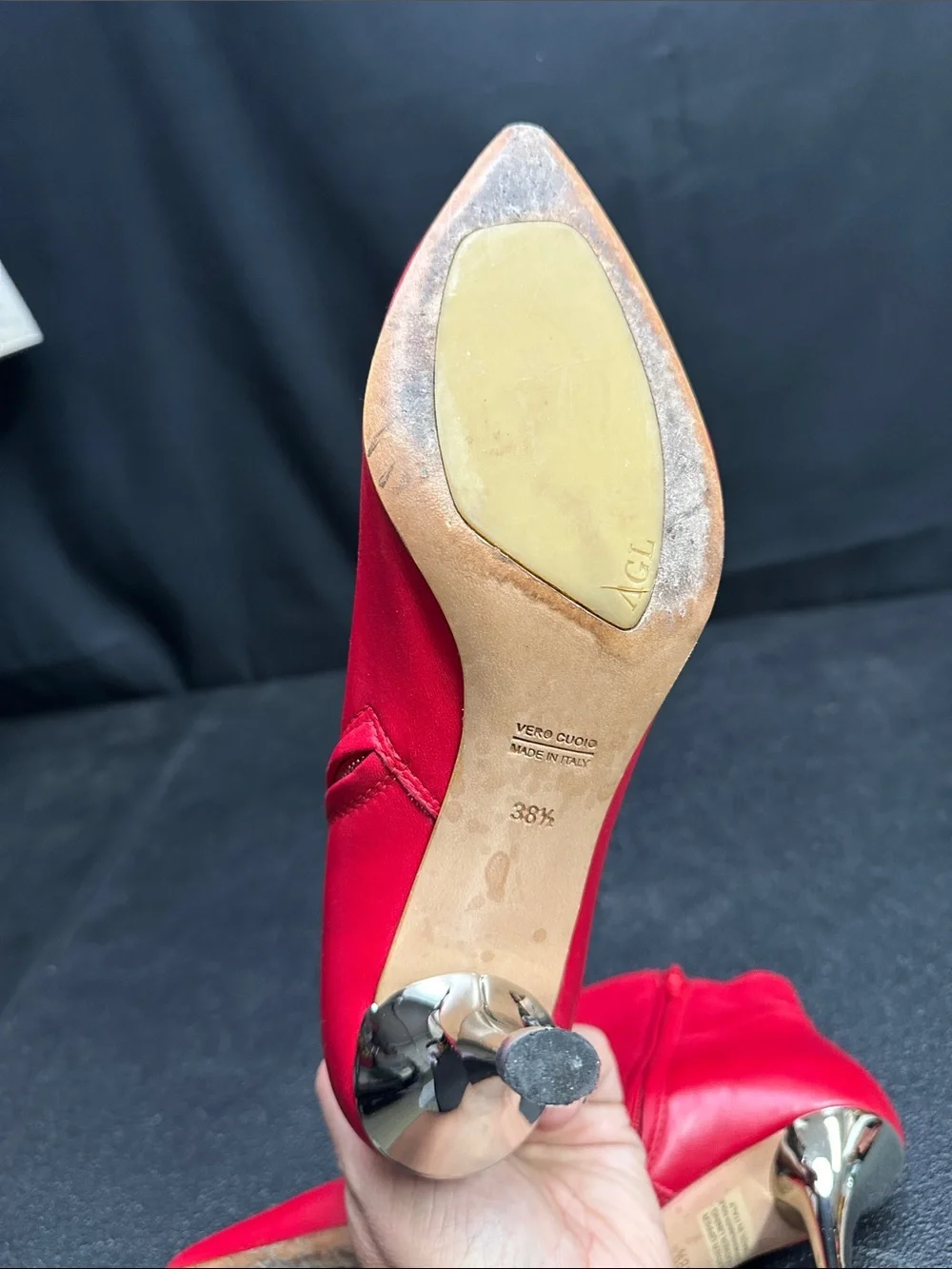 AGL Attilio Giusti Leombruni red leather ankle boots 38.5
